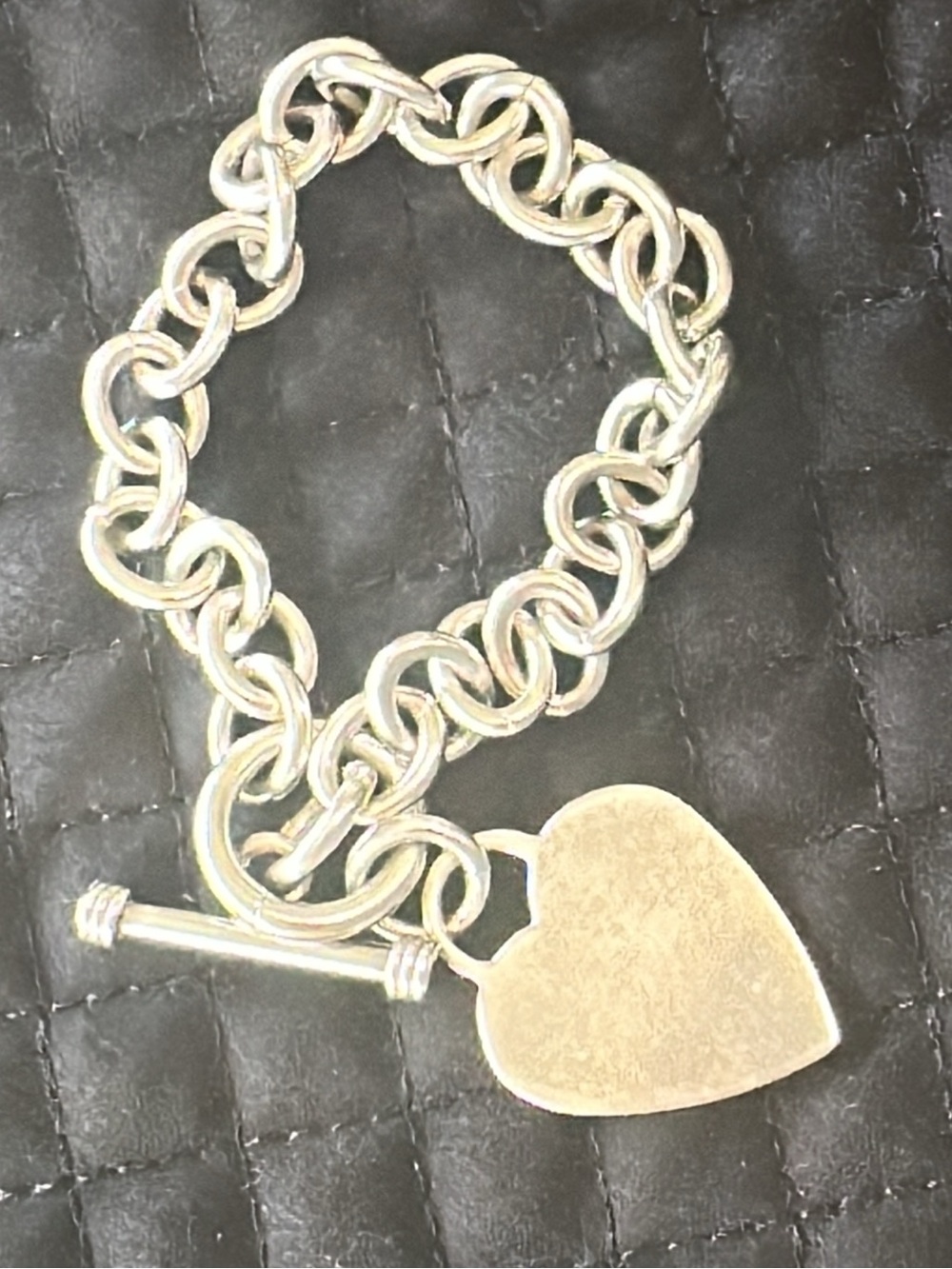 DESIGNER INDIA STERLING SILVER HEART TOGGLE BRACELET - 7.5 long-8mm (j103)